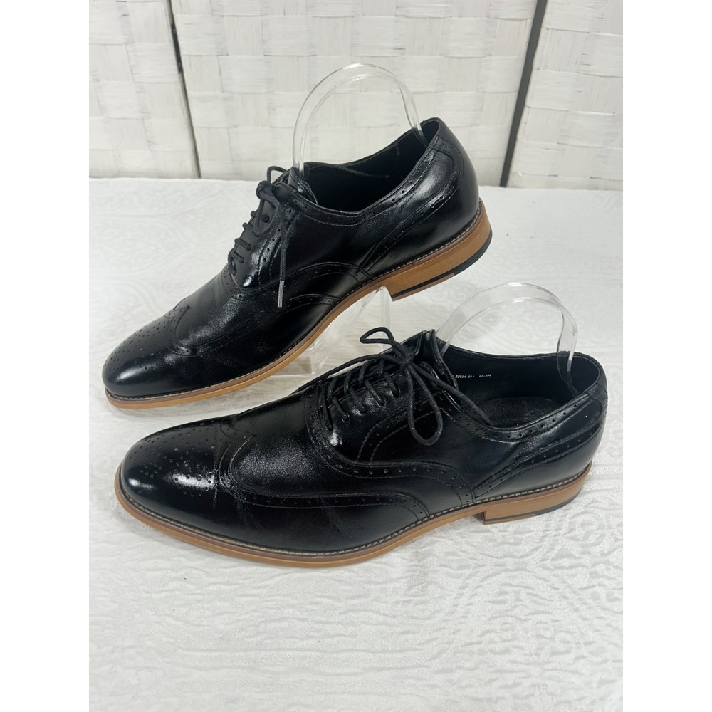 Stacey Adams Dunbar Wingtip oxford black leather shoes mens 11.5